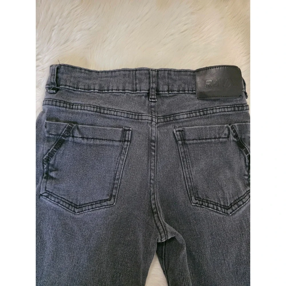 RAWX Boys 18 Slim Black Distressed Denim Jean Shorts Frayed Hem